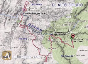 Mapa entradas Duero en Barco, desde Vega de Terrón