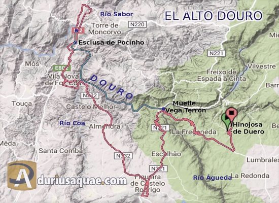 Mapa entradas Duero en Barco, desde Vega de Terrón
