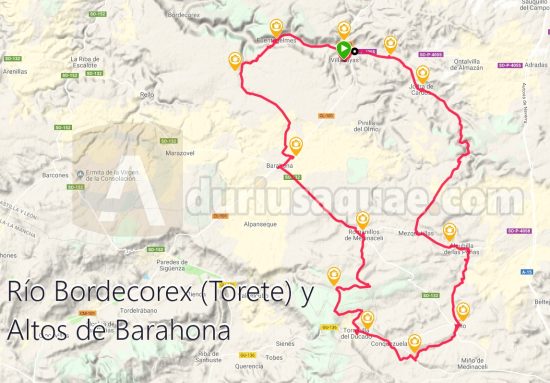 Mapa ruta en bici por el sur de Soria