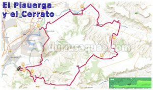 Mapa ruta en bici por el Pisuerga en el Cerrato