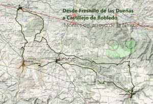 Mapa de la ruta entre Fresnillo de las Dueñas y Castillejo de Robledo